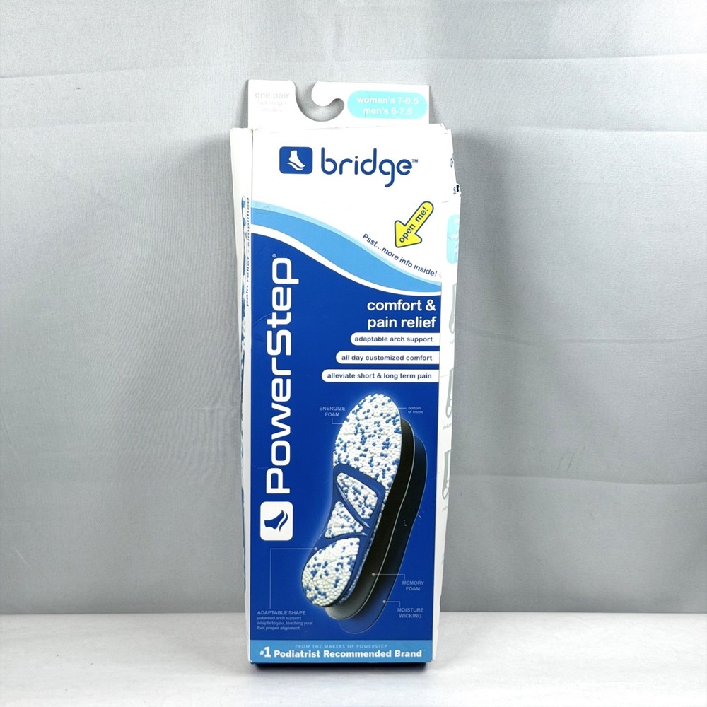 Powerstep Bridge Adaptable Arch Support Insoles - Men 6-7.5/Women 7-8.5 / New
